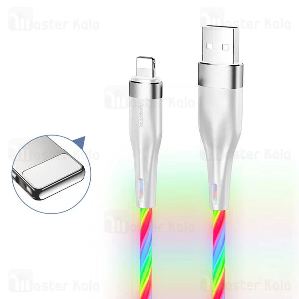کابل لایتنینگ Joyroom Streamer Data Cable Lightning S-1224N3 طول 1.2 متر توان 2.4 آمپر LED دار