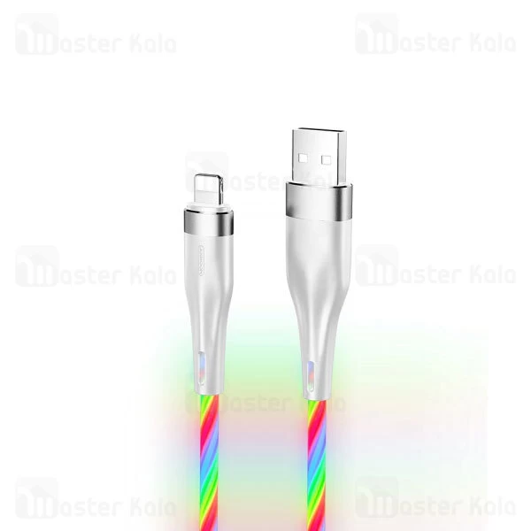 کابل لایتنینگ Joyroom Streamer Data Cable Lightning S-1224N3 طول 1.2 متر توان 2.4 آمپر LED دار
