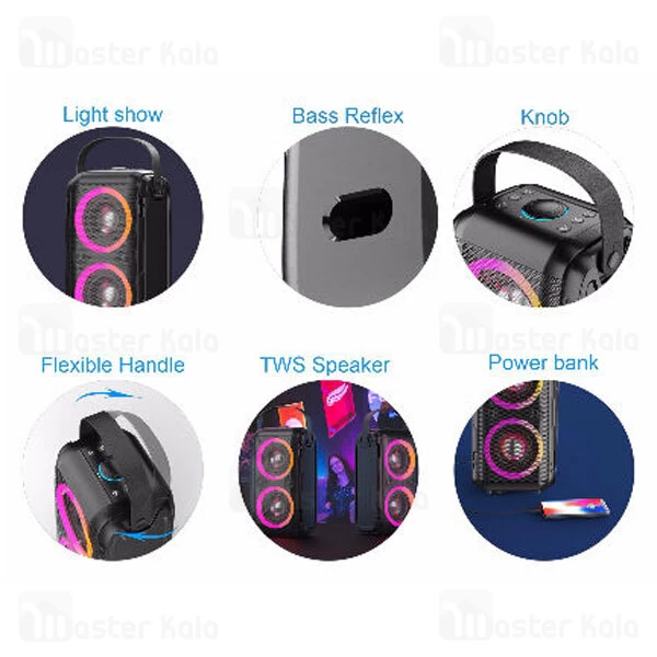 اسپیکر W-King T9 True Wireless Stereo Bluetooth Speaker 80W With Microphone