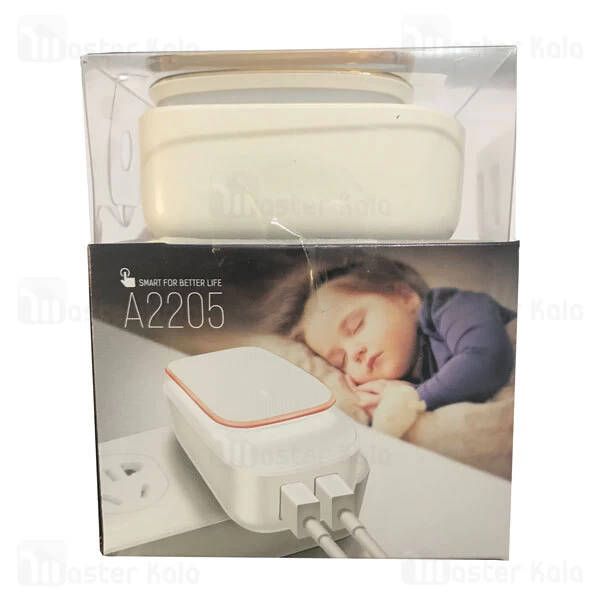 آداپتور شارژر 2 پورت و چراغ خواب الدینیو LDNIO A2205 با کابل شارژ