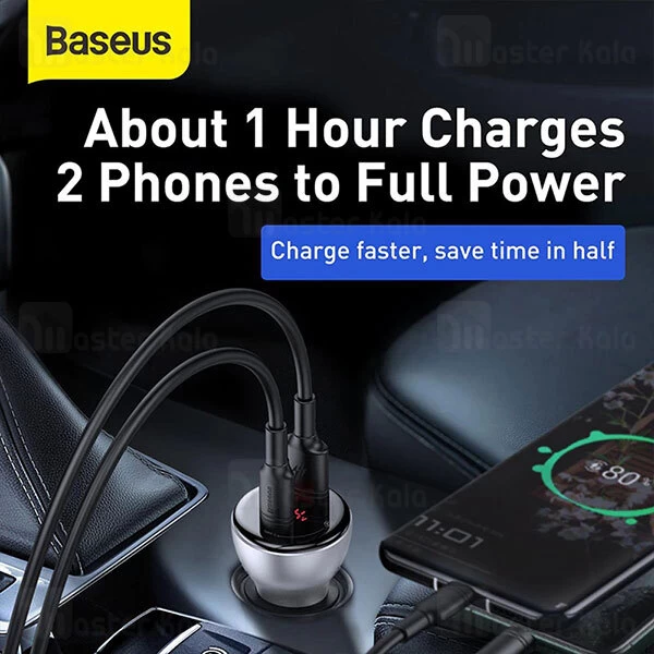 شارژر فندکی سوپر شارژ بیسوس Baseus Digital Display PPS Dual 45W CCBX-C0G توان 45 وات