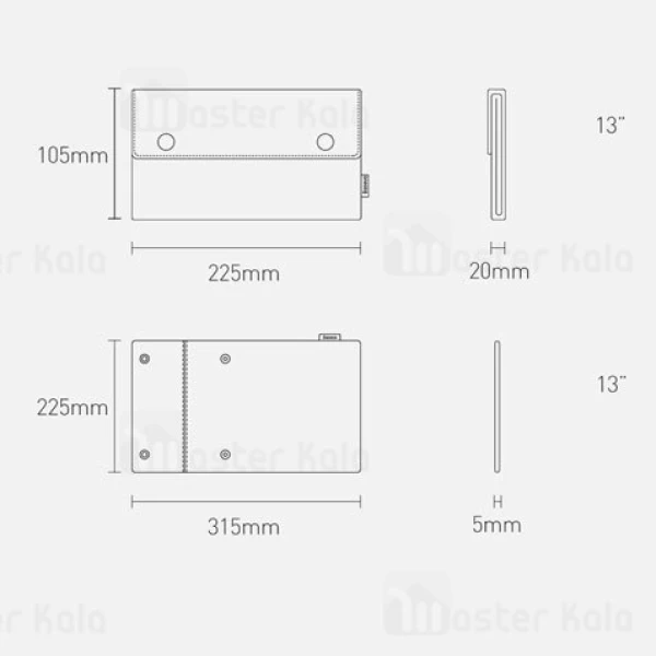 کیف لپ تاپ Baseus LBZD-A0G Folding Series 13 Laptop Sleeve