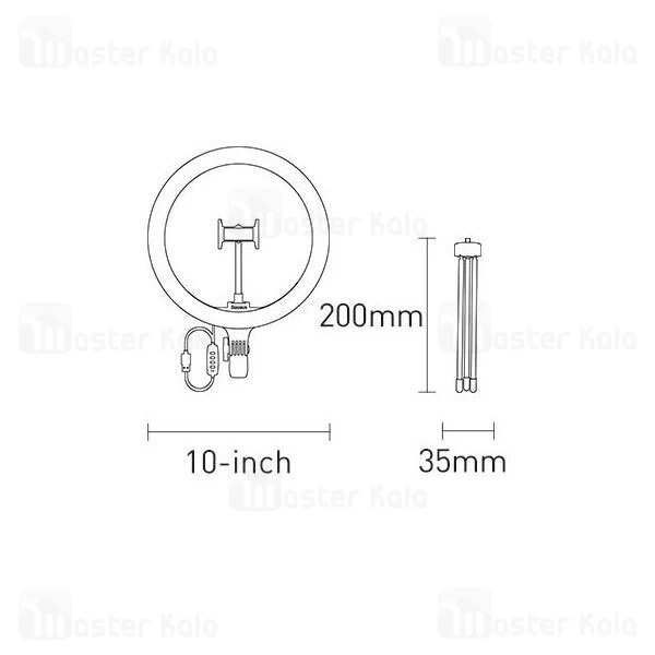 رینگ لایت بیسوس Baseus Live Stream Holder-table Stand Ring Light CRZB10-A01 با پایه 20 سانتی و هولدر