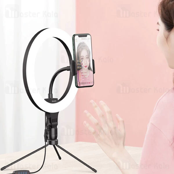 رینگ لایت بیسوس Baseus Live Stream Holder-table Stand Ring Light CRZB10-A01 با پایه 20 سانتی و هولدر