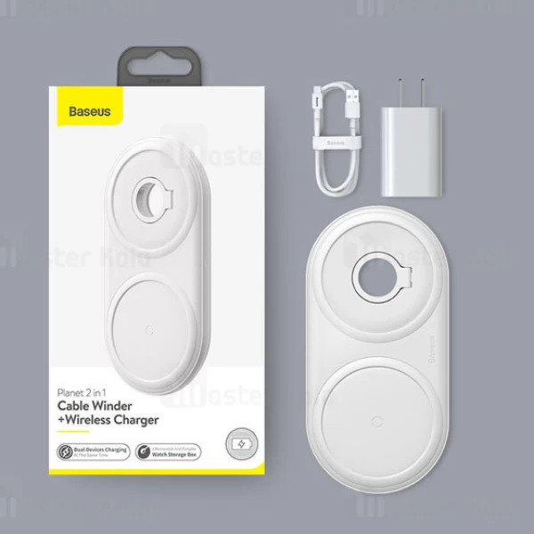 شارژر وایرلس Baseus Planet 2in1 Cable Winder Wireless Qi WXPL-B01 10w