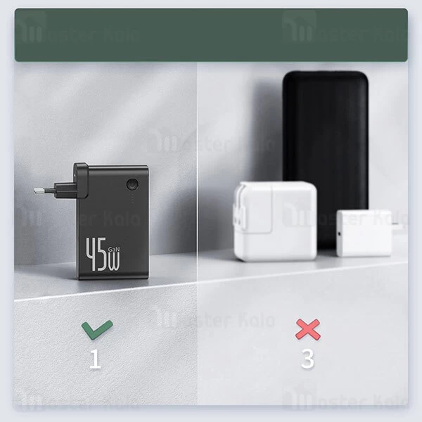 شارژر دیواری و پاوربانک Baseus Power Station GaN Quick Charge Power Bank and Charger PPNLD-C01 45W