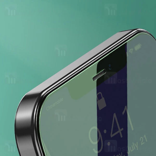  پک 2 تایی محافظ صفحه شیشه ای ضد اشعه Baseus SGAPIPH61P-LP02 Apple iPhone 12 / 12 Pro Green Glass