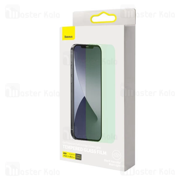  پک 2 تایی محافظ صفحه شیشه ای ضد اشعه Baseus SGAPIPH61P-LP02 Apple iPhone 12 / 12 Pro Green Glass