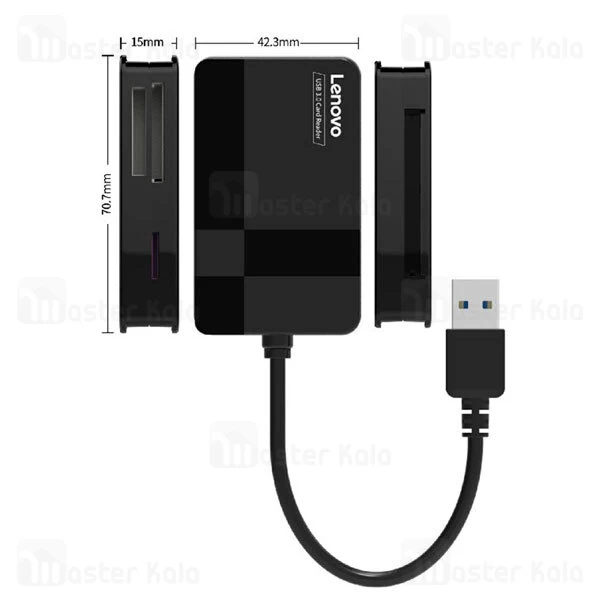 رم ریدر چندکاره لنوو Lenovo D303 USB 3.0 Card 4in1 Multifunction Memory Reader اتصال همزمان 4 کارت