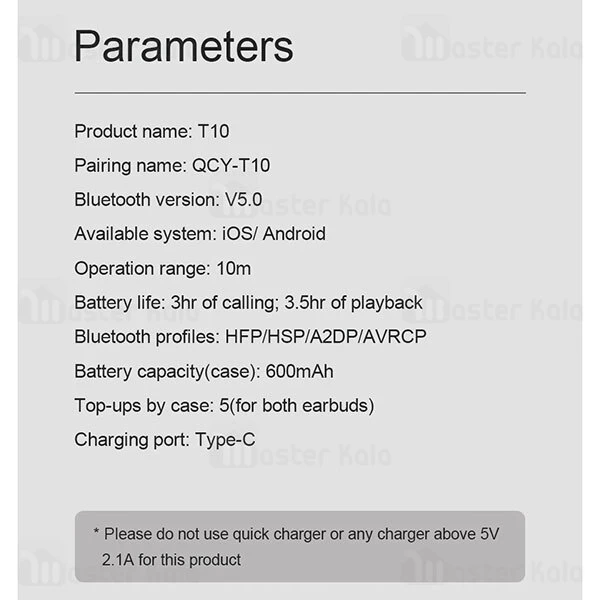 هندزفری بلوتوث دوگوش کیو سی وای Xiaomi QCY T10 True Wireless Earphones