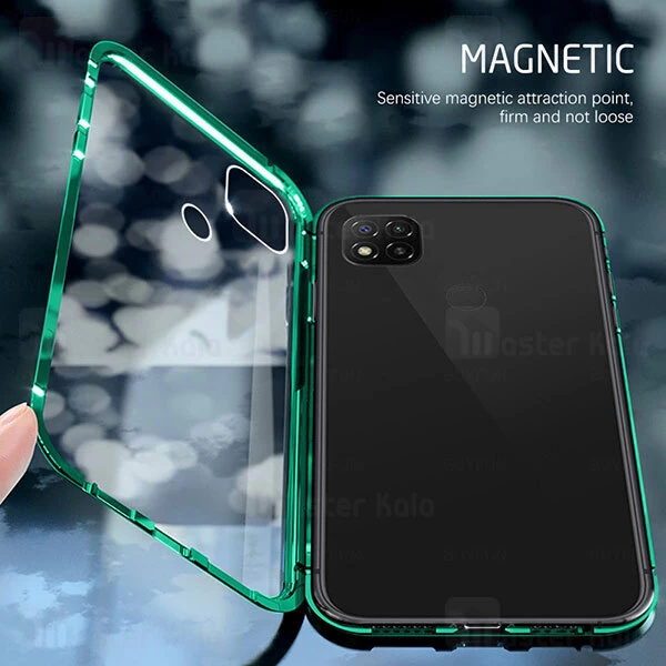 قاب مگنتی 360 درجه Xiaomi Redmi 9C Magnetic 2 in 1 Case دارای گلس صفحه