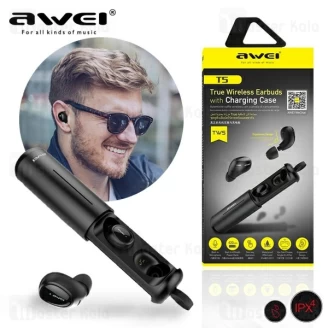 هندزفری بلوتوث دوگوش اوی Awei T5 Tws Wireless Earphone همراه داک شارژ
