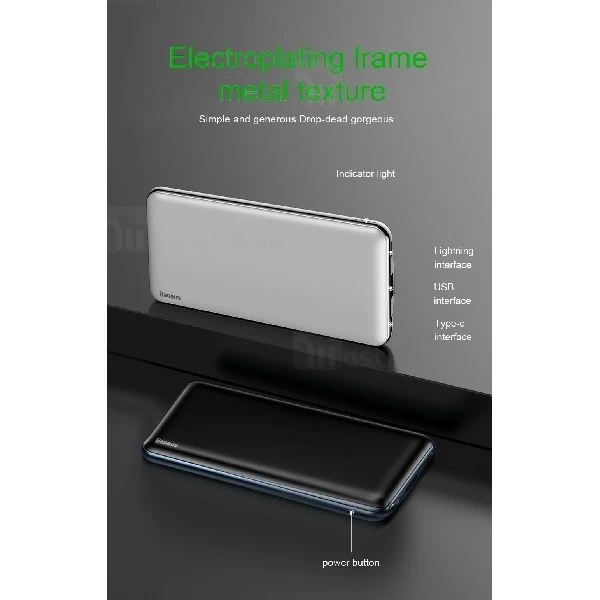 پاوربانک 10000 میلی آمپر بیسوس Baseus simbo smart PD دو پورت با توان 3 آمپر