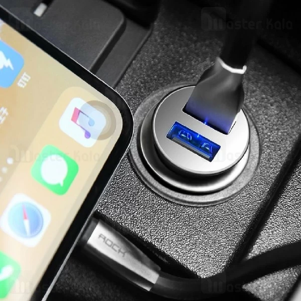 شارژر فندکی راک ROCK C8-B Metal Mini Car Charger توان 4.8 آمپر و دو پورت