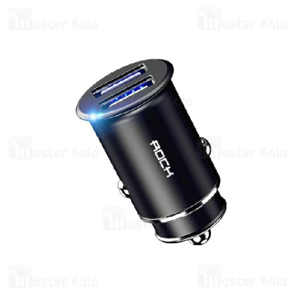شارژر فندکی راک ROCK C8-B Metal Mini Car Charger توان 4.8 آمپر و دو پورت
