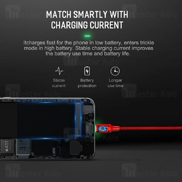 کابل لایتنینگ راک Rock RCB0619 Cable توان 2.1 آمپر و دارای قطع کن خودکار