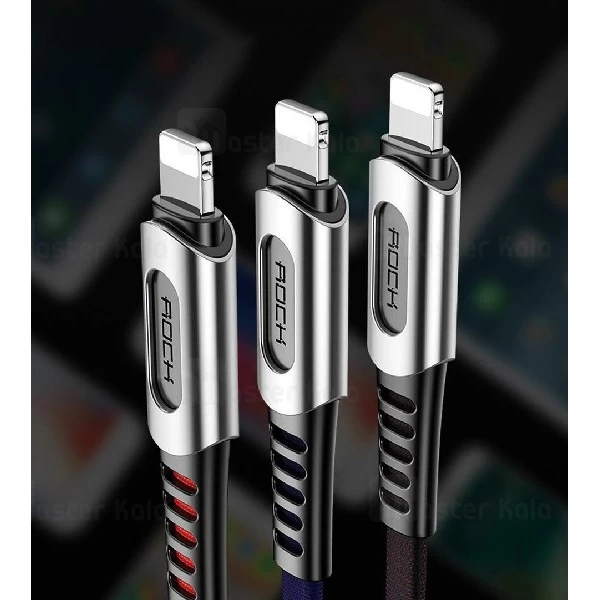 کابل لایتنینگ فست شارژ راک Rock RCB0694 Cable توان 2.1 آمپر و بدنه کنفی