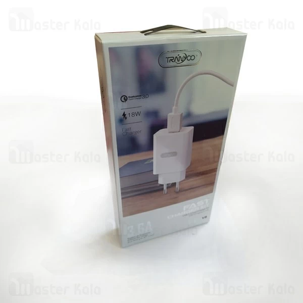 شارژر دیواری فست شارژ QC 3.0 ترانیو Tranyoo SE4 توان 3.6 آمپر با کابل همراه
