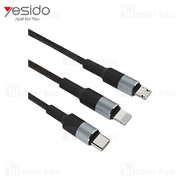 کابل شارژ سه سر یسیدو Yesido CA20 3 in 1 Cable با توان 3.4 آمپر