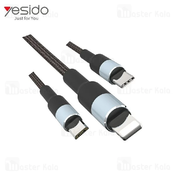 کابل شارژ سه سر یسیدو Yesido CA20 3 in 1 Cable با توان 3.4 آمپر