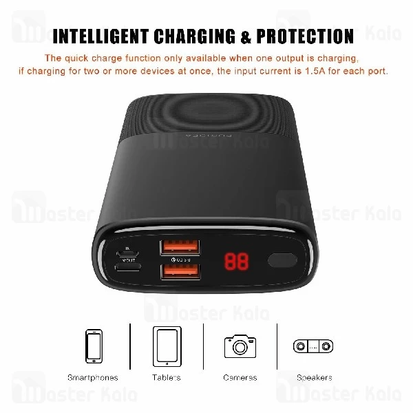 پاوربانک 20000 فست شارژ پوریدا Puridea S18 QC3.0 Power Bnak سه پورت 