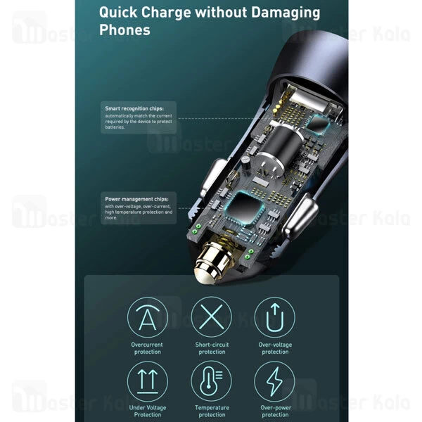 شارژر فندکی Baseus CCJD-0G Golden Contactor Pro Dual Quick Charger 40W