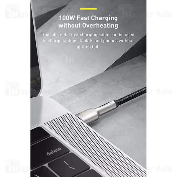 کابل تایپ سی Baseus Cafule Series Metal CATJK-D01 QC3.0 PD Type C to Type C Charging 2m 100W Data Cable