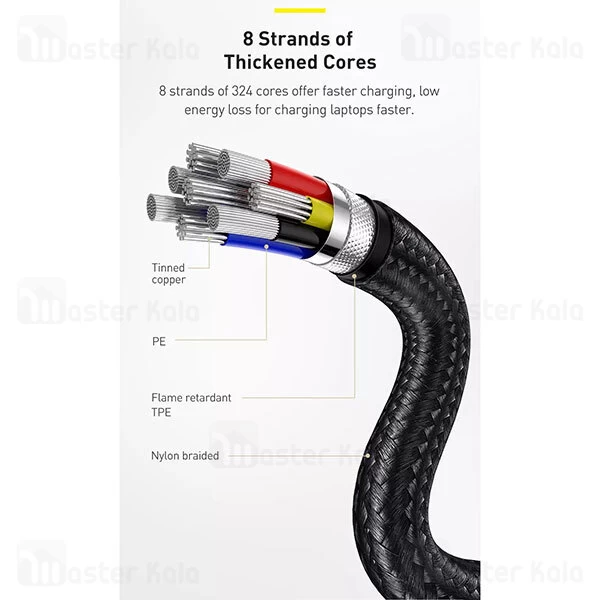 کابل تایپ سی Baseus Cafule Series Metal CATJK-D01 QC3.0 PD Type C to Type C Charging 2m 100W Data Cable