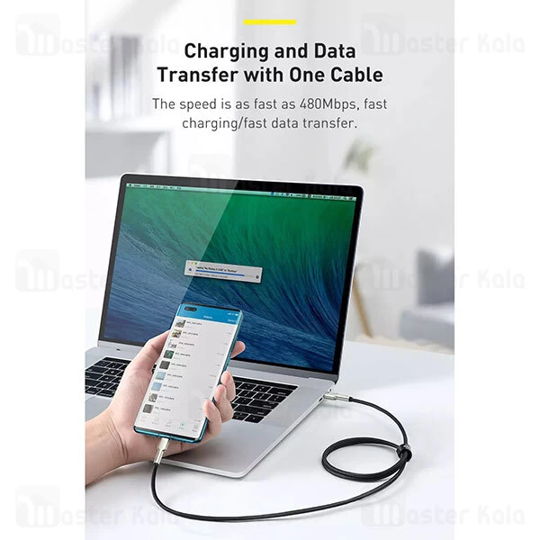 کابل تایپ سی Baseus Cafule Series Metal CATJK-D01 QC3.0 PD Type C to Type C Charging 2m 100W Data Cable