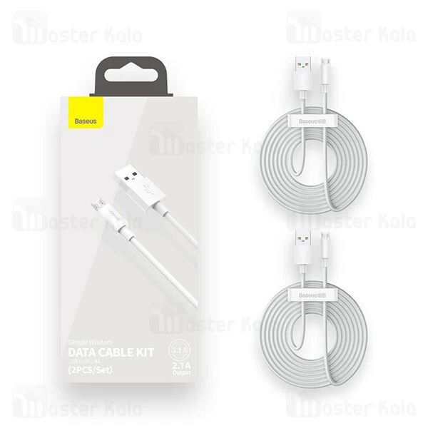 کابل میکرو یو اس بی Baseus Simple Wisdom Data Cable Kit Micro USB TZCAMZJ-02 2Pcs 1.5m 2.1A
