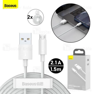 پک 2تایی کابل میکرو یو اس بی بیسوس Baseus Simple Wisdom Kit TZCAMZJ-02 طول 1.5 متر توان 2.1 آمپر