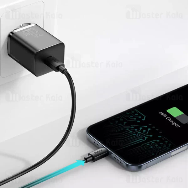 شارژر دیواری فست شارژ بیسوس Baseus Super Si Quick Charger 1C 20W TZCCSUP-B01 توان 20 وات همراه کابل