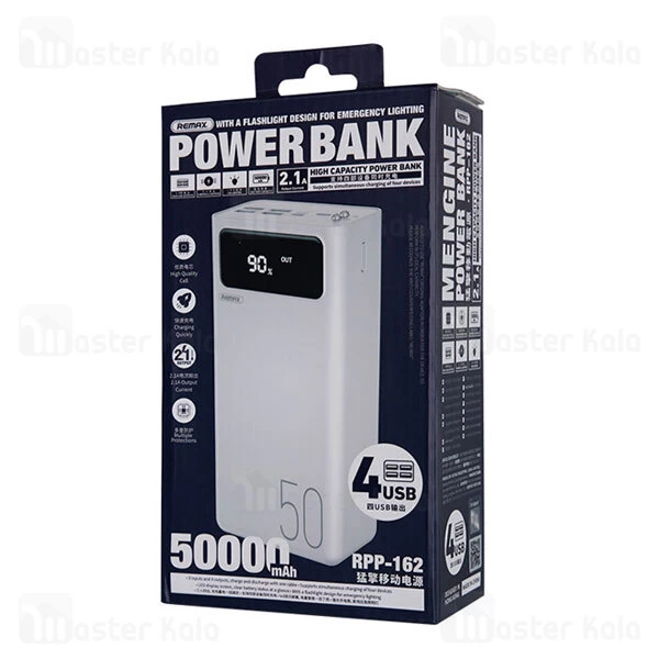 پاوربانک 50000 ریمکس Remax RPP-162 Mengine Series High Capacity Power bank توان 2.1 آمپر