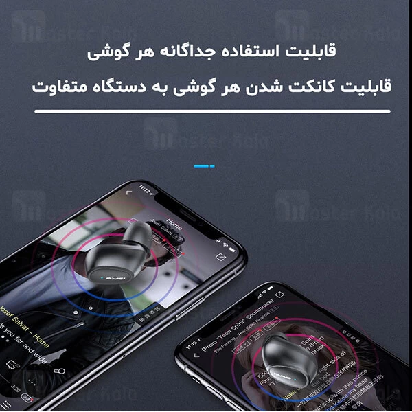 هندزفری بلوتوث دو تایی اوی AWEI T16 Bluetooth Earphone به همراه داک شارژ