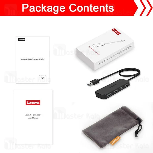 هاب Lenovo A601 4Ports USB2.0 Hub Splitter 0.5m