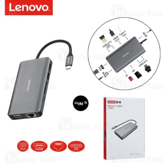 هاب و رم ریدر 11 پورت لنوو Lenovo LX0801 USB C Docking Station 