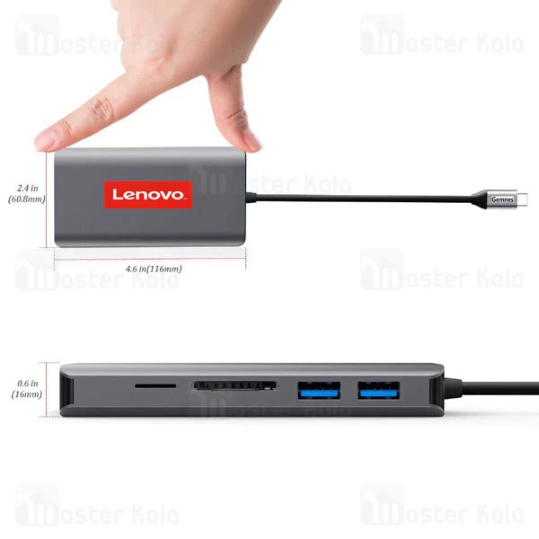 هاب و رم ریدر 11 پورت لنوو Lenovo LX0801 USB C Docking Station 