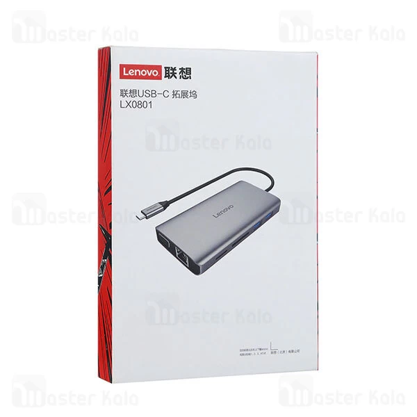 هاب و رم ریدر 11 پورت لنوو Lenovo LX0801 USB C Docking Station 