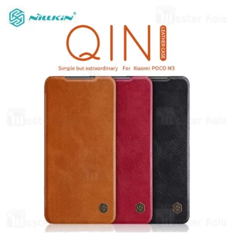 کیف چرمی نیلکین شیائومی Xiaomi Poco M3 Nillkin Qin Leather Case