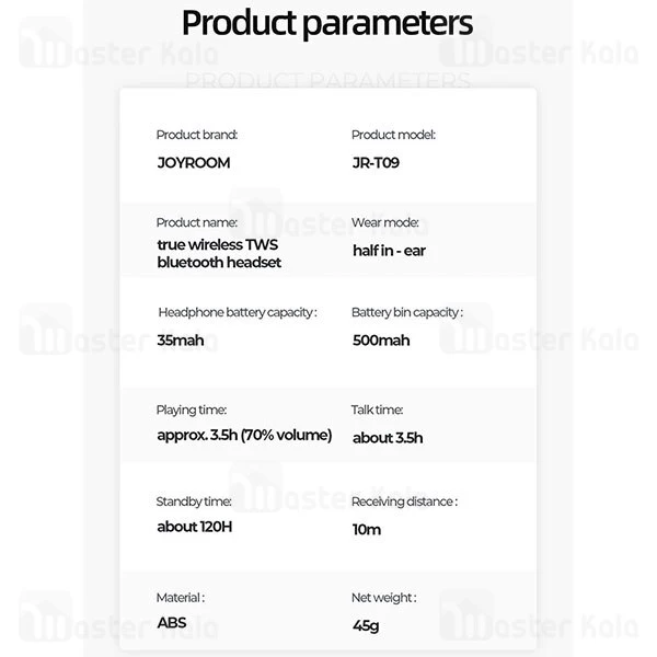 هندزفری بلوتوث Joyroom JR-T09 TWS True Wireless Stereo Bluetooth Earphones