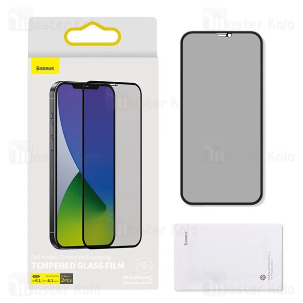 گلس Apple iPhone 12 / 12 Pro Baseus SGAPIPH61P-TG01 Full Screen Anti Spy Tempered Glass