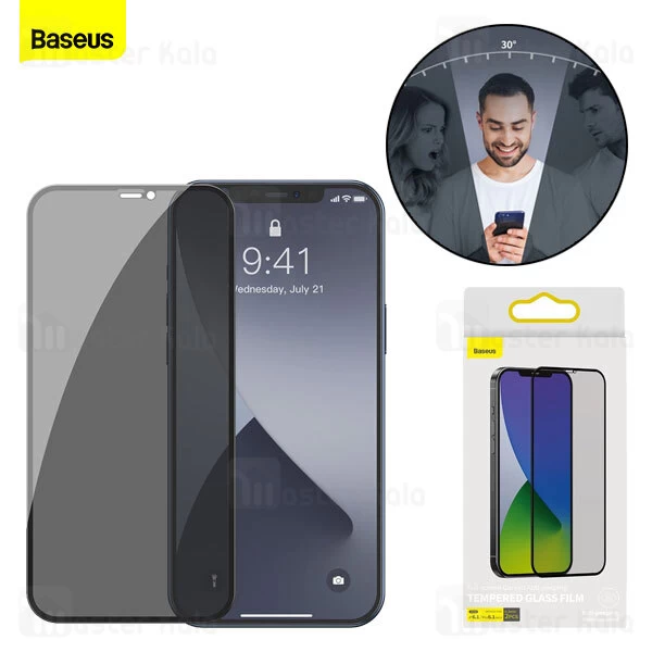 گلس Apple iPhone 12 / 12 Pro Baseus SGAPIPH61P-TG01 Full Screen Anti Spy Tempered Glass