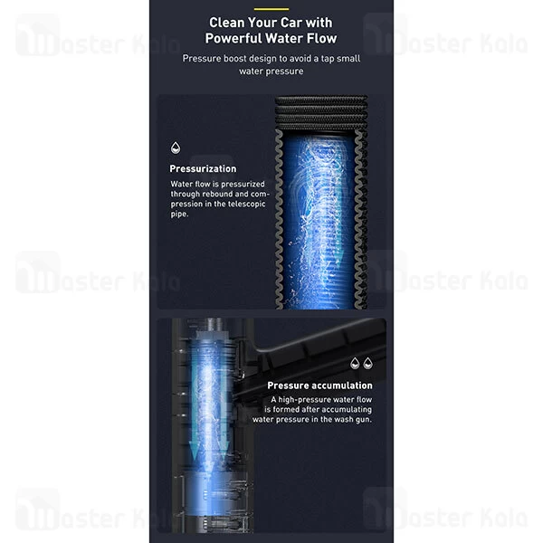 شلنگ و نازل کارواش Baseus Clean Guard Multifunctional Car Wash Spray Nozzle 15m CRXC01-F01