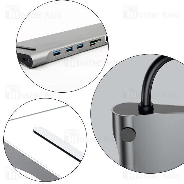 هاب و رم ریدر 10 پورت بیسوس Baseus Enjoyment 10 in 1 Multifunctional Docking Station Stand CATSX-F0G