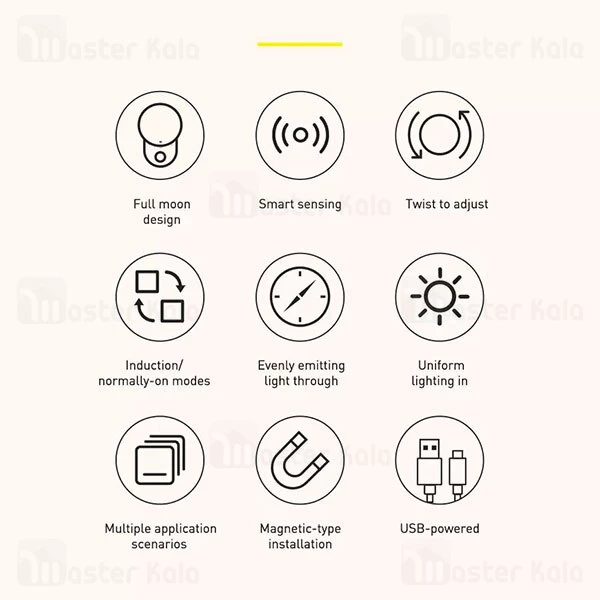 چراغ هوشمند Baseus Full Moon Human Body Induction Night Light G2 DGFM-02