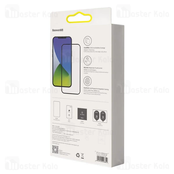 پک 2تایی محافظ صفحه شیشه ای تمام صفحه و ضد اشعه بیسوس Apple iPhone 12 Mini SGAPIPH54N-KB01