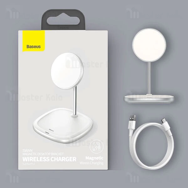 هولدر و شارژر وایرلس بیسوس Baseus Swan Magnetic Wireless Charger WXSW-01 فقط مناسب سری 12 اپل آیفون