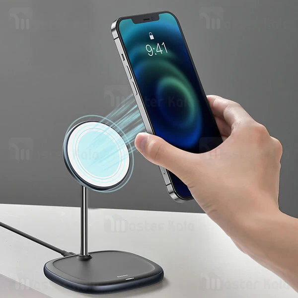 هولدر و شارژر وایرلس بیسوس Baseus Swan Magnetic Wireless Charger WXSW-01 فقط مناسب سری 12 اپل آیفون