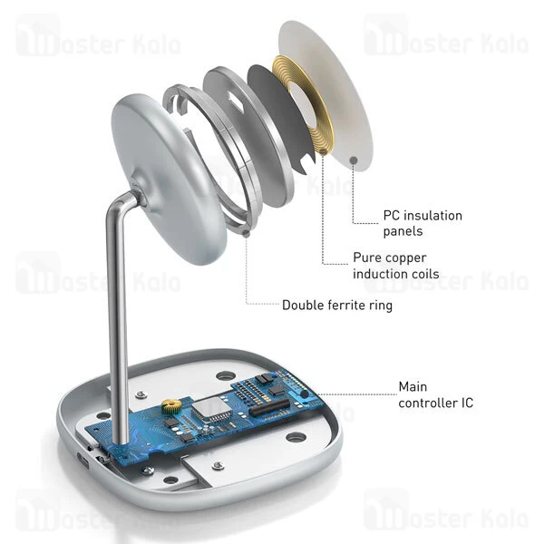 هولدر و شارژر وایرلس بیسوس Baseus Swan Magnetic Wireless Charger WXSW-01 فقط مناسب سری 12 اپل آیفون