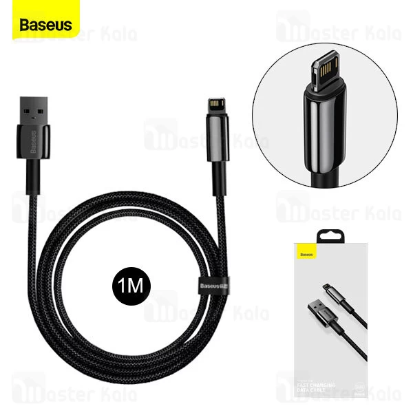 کابل لایتنینگ بیسوس Baseus Cafule Tungsten Gold iP Data Cable CALWJ-01 طول 1 متر و توان 2.4 آمپر